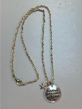 Inspirational necklace silver pendant w star She Believed She Could so she did